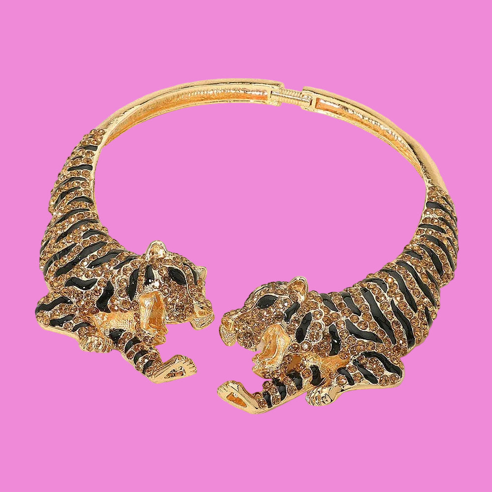 The Diana Rhinestone Embellished Tiger Choker