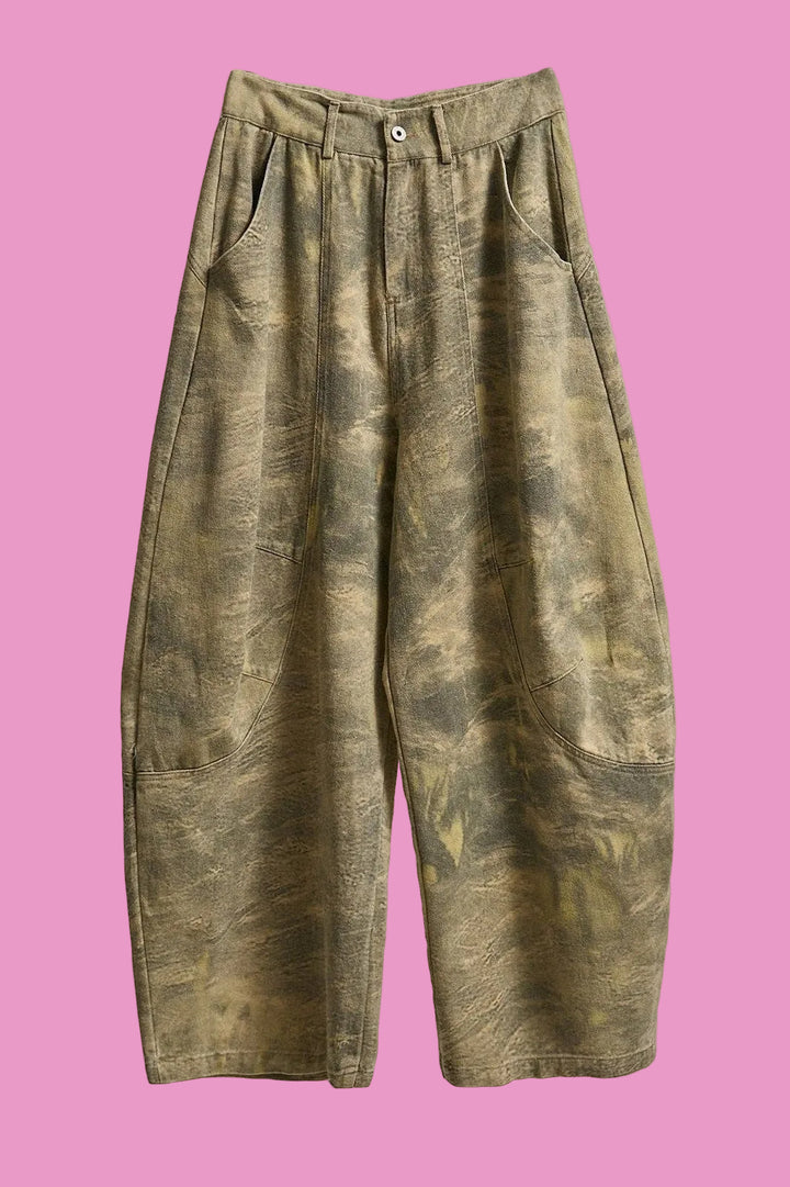Camo Print Barrel Leg Carpenter Jeans