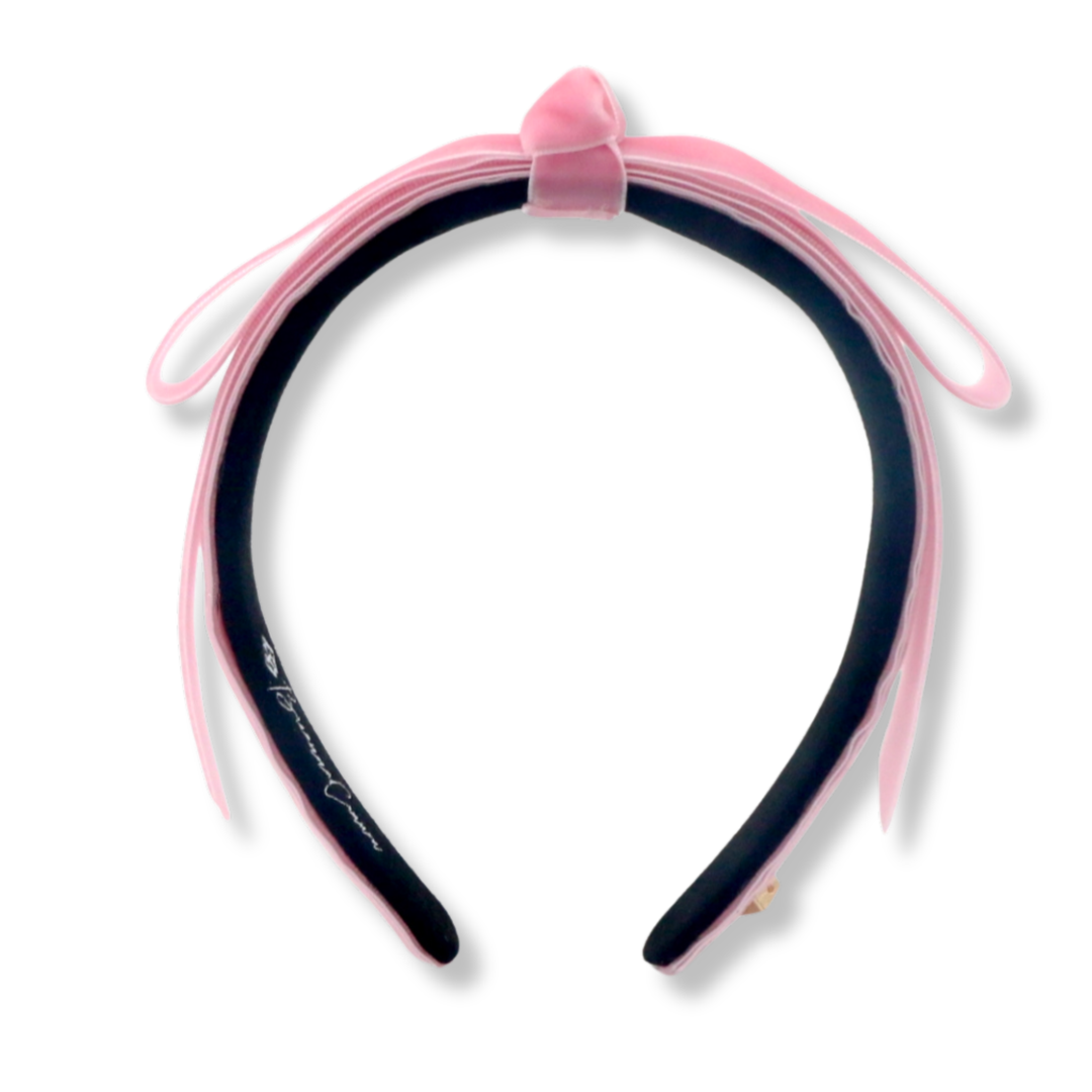 Thin Light Pink Ribbon Bow Headband