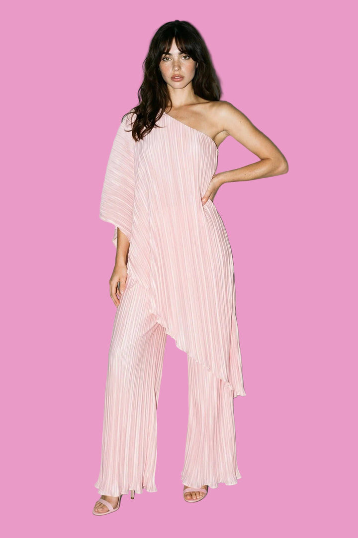 Pleated One Shoulder Set
