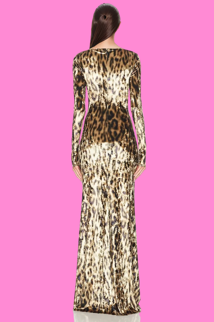 Leopard Print Velvet Gown