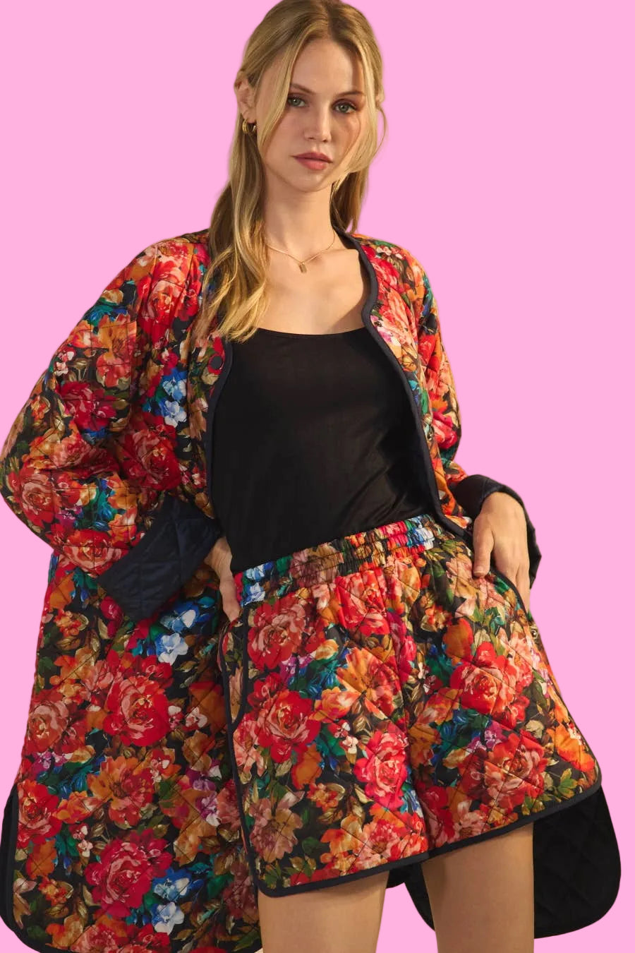 The Quincy Quilted Floral Printed Set