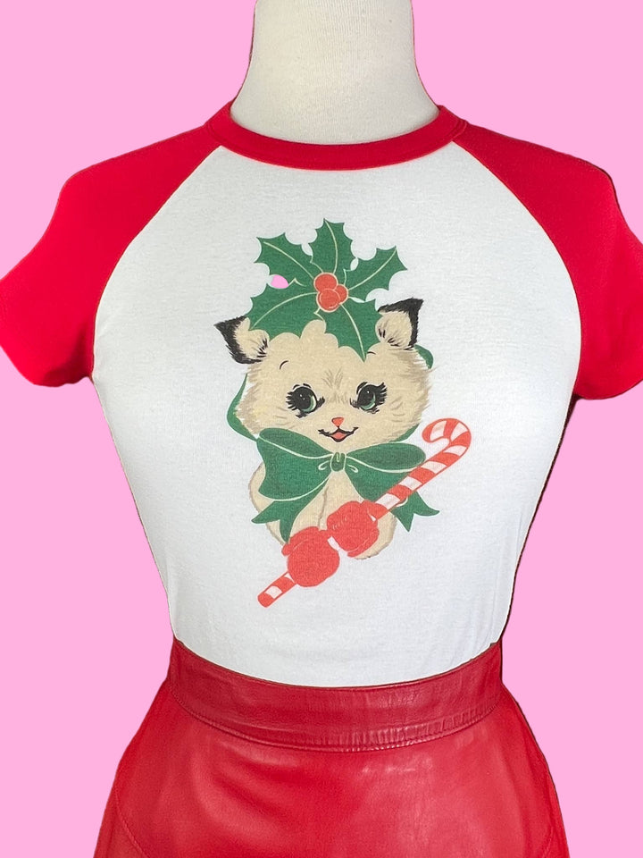 Candy Cane Cropped Baby Tee