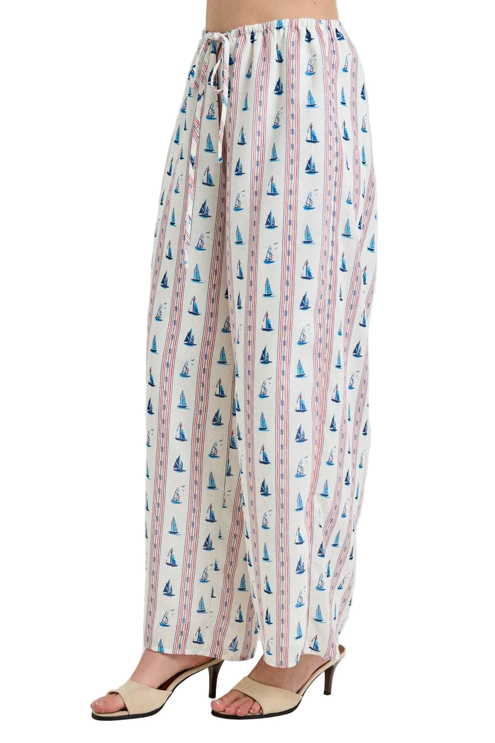 BOAT PRINT DRAWSTRING PANTS