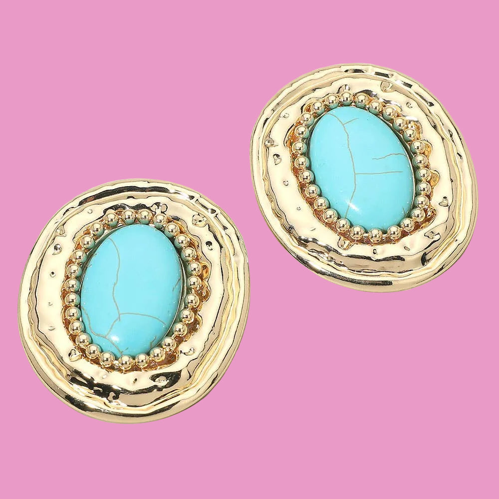 Western Turquoise Stone Center Earrings