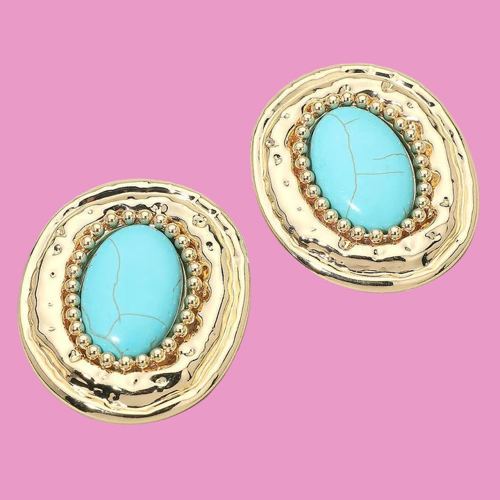 Western Turquoise Stone Center Earrings