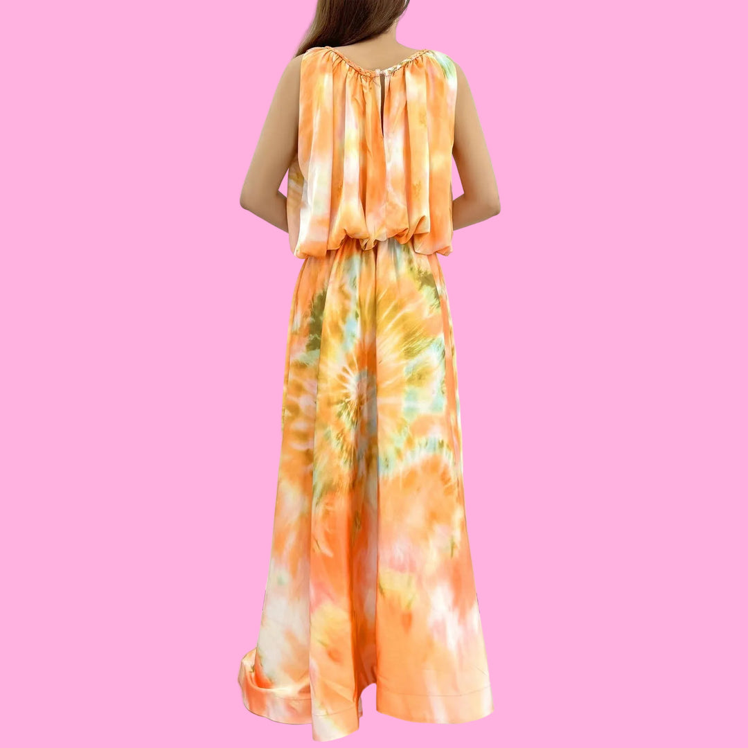 Tie-Dye Sleeveless Maxi Dress