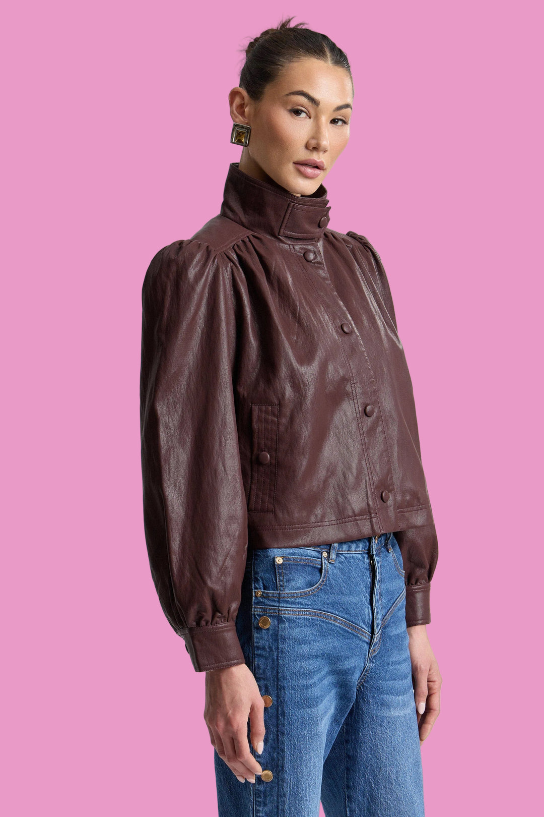 Faux-Ever Leather™ Puff Sleeve Jacket