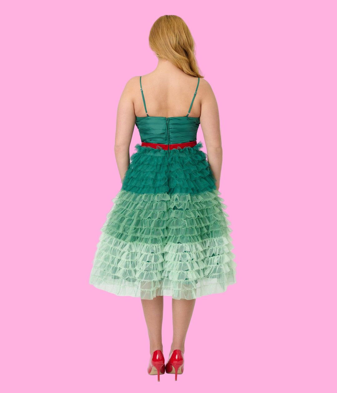 Vintage Green Ombre Tulle Cupcake Swing Dress