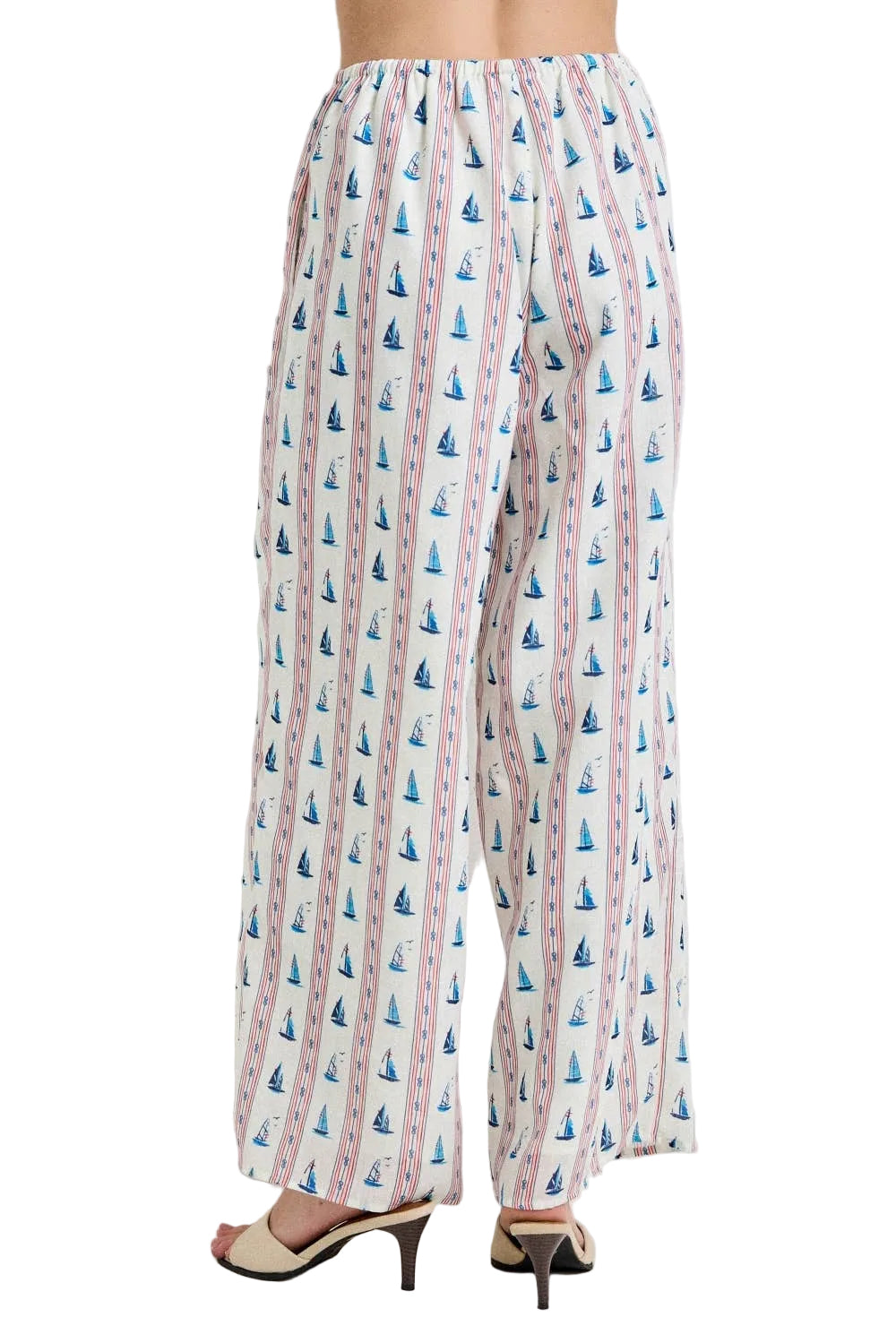 BOAT PRINT DRAWSTRING PANTS
