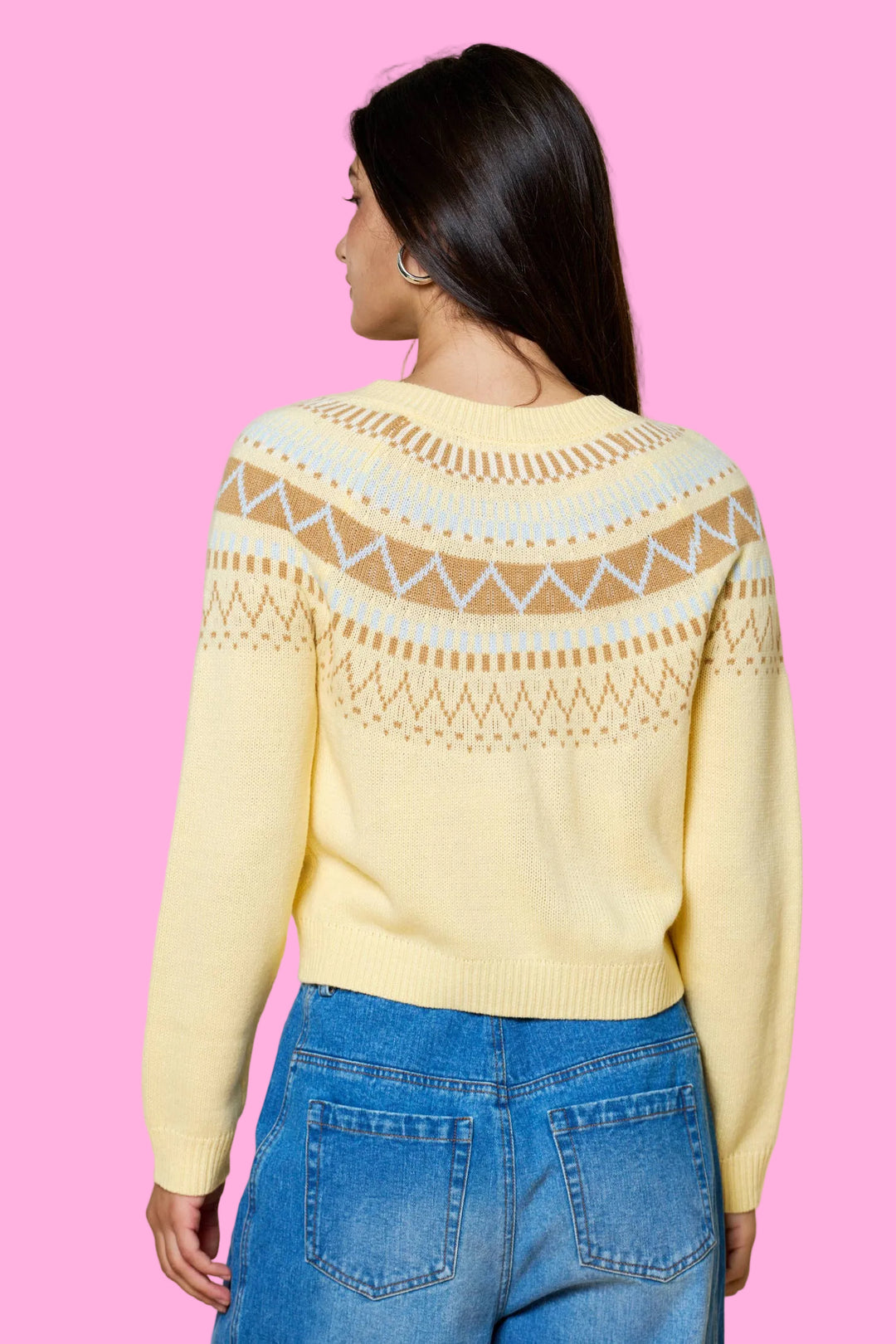 Fair Isle Pattern Button Down Cardigan