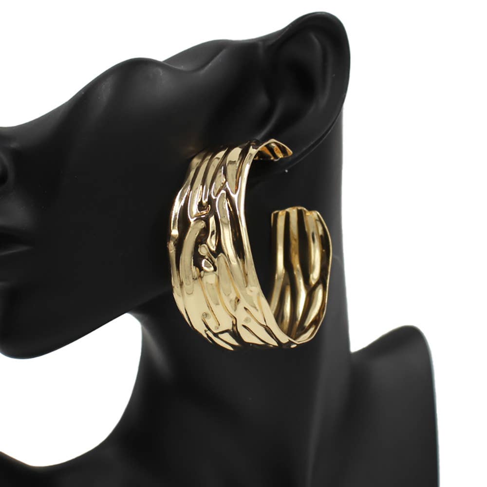 Textured Metal Chunky Hoop Earrings