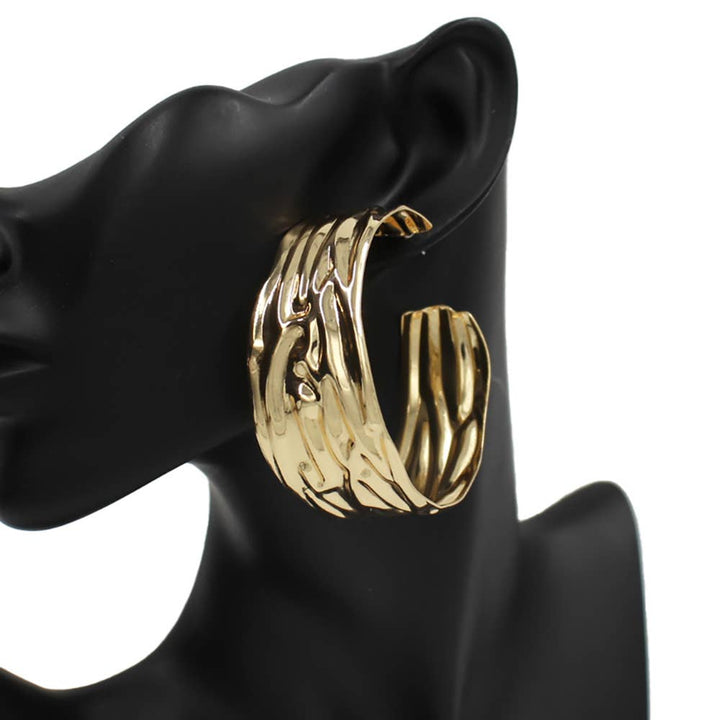 Textured Metal Chunky Hoop Earrings