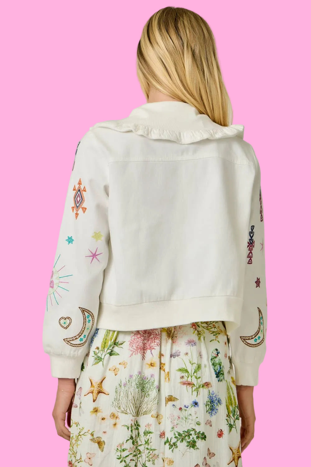 Embroidered Denim Blouson Jacket