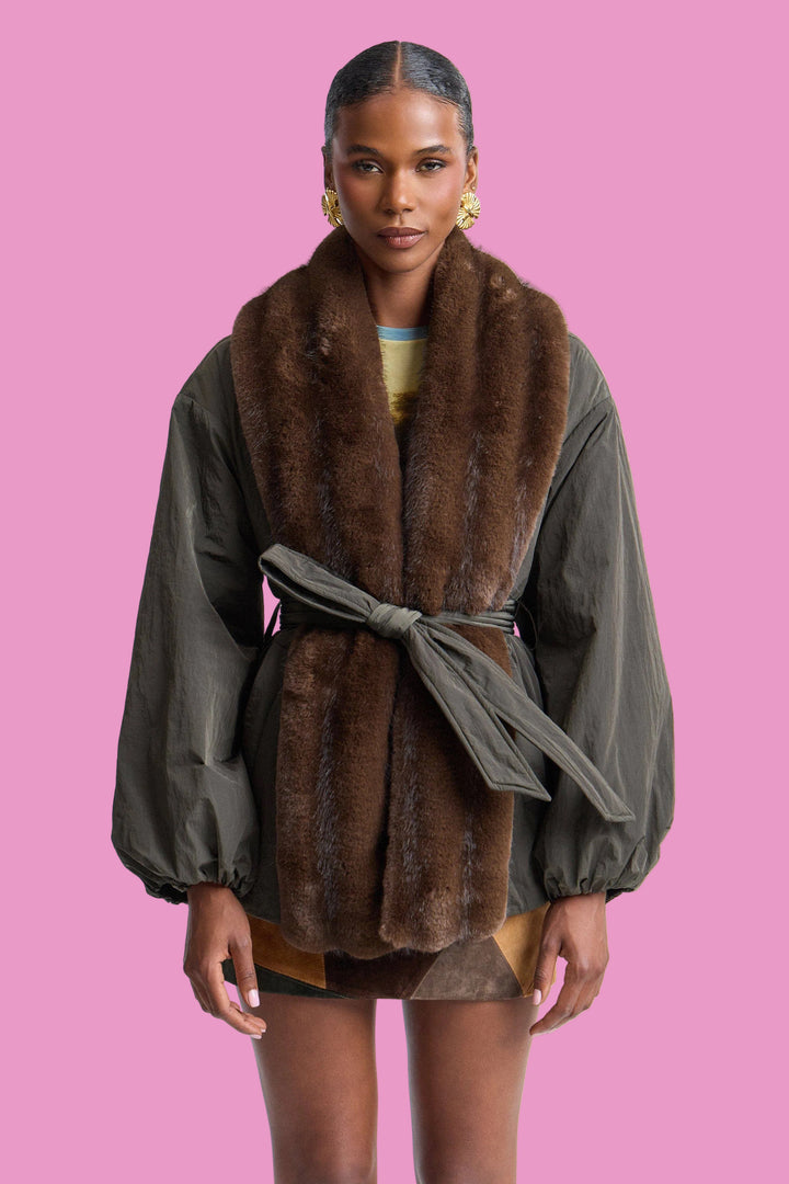 Faux Fur-Trimmed Nylon Parka