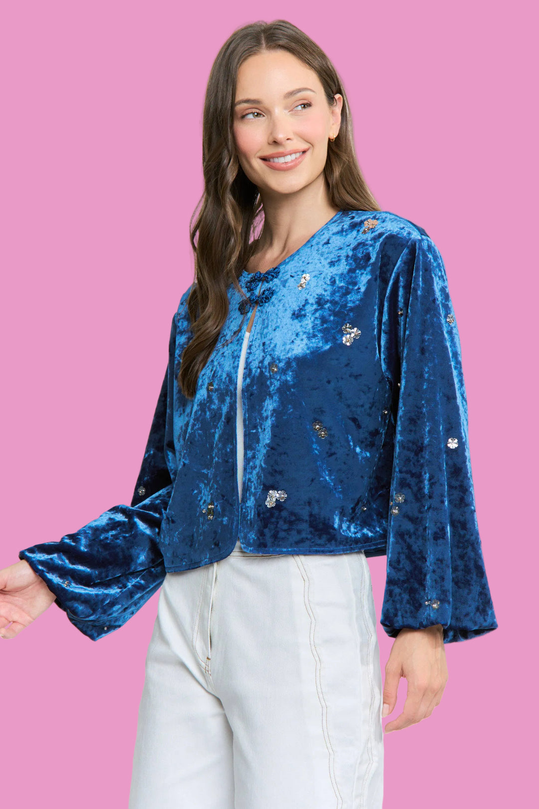 Velvet Jacket with Sequin Embellishments
