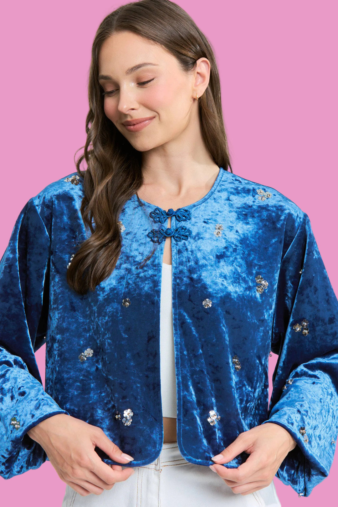 Velvet Jacket with Sequin Embellishments